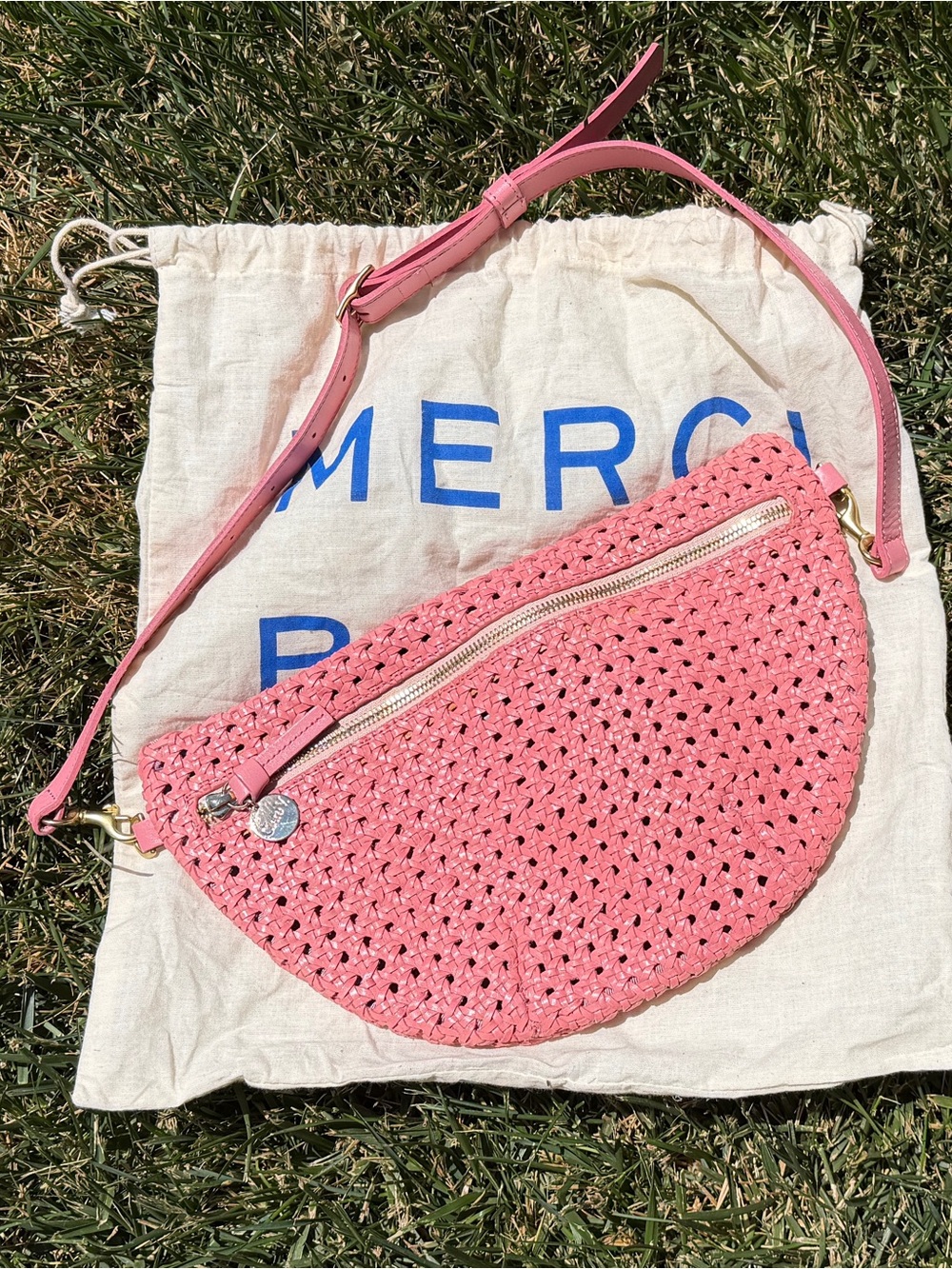 Clare V. Grande Fanny in Petal (?) Pink Rattan Leather 🩷
